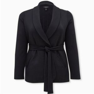 Torrid Black Blazer Jacket Tie Waist Shawl Collar Size 3X
